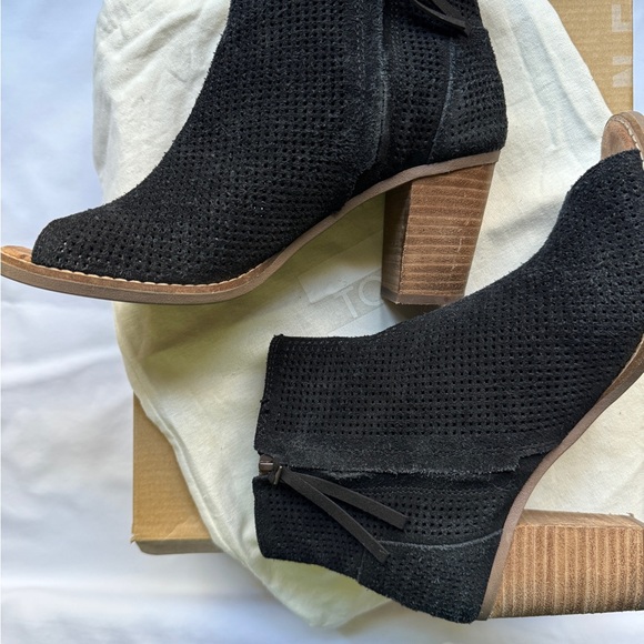Tom’s Black Suede Perforated Bootie - Picture 2 of 5